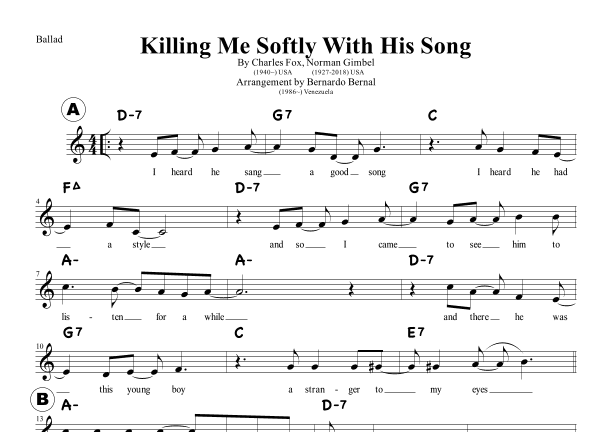 Killing Me Softly With His Song (arr. Bernardo Bernal Hidalgo)