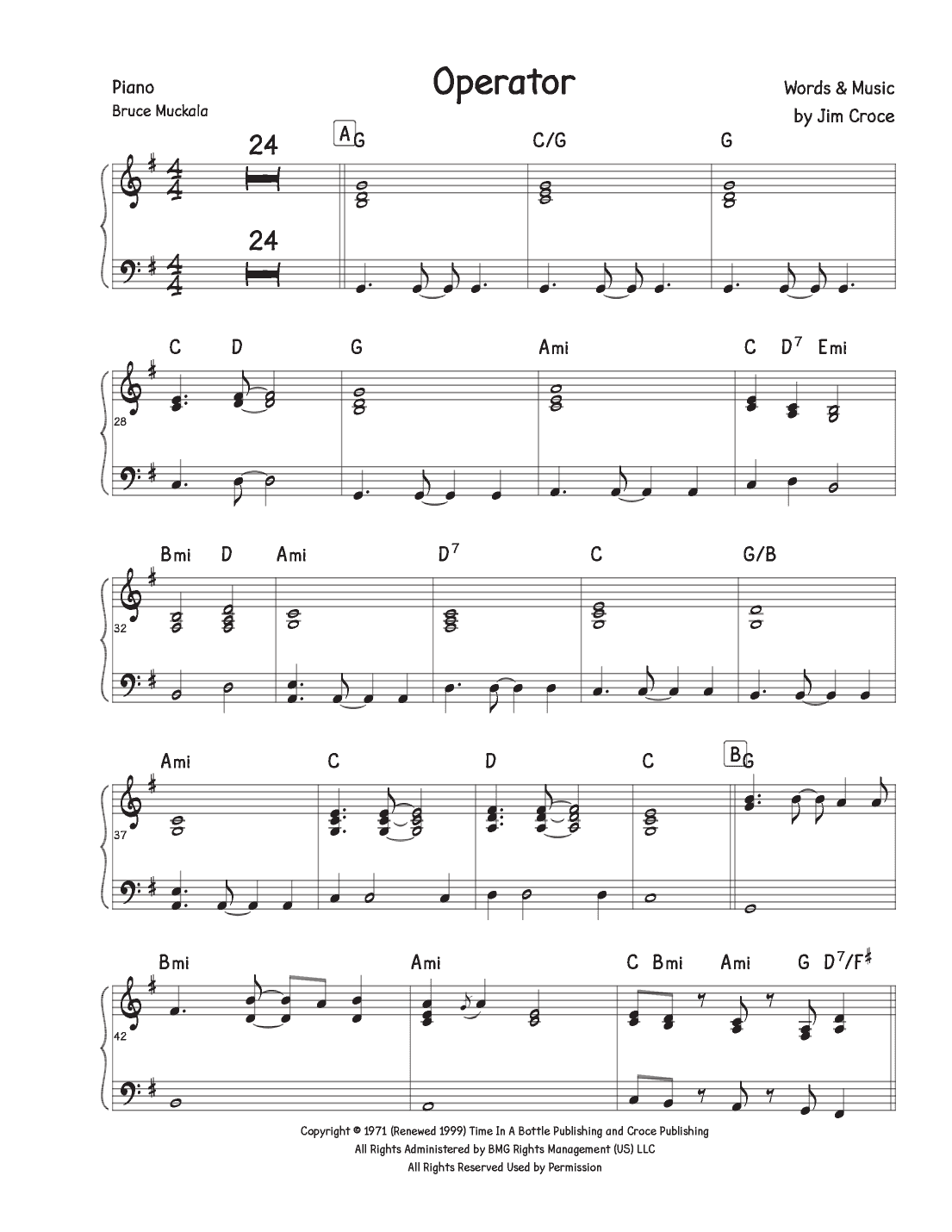 Operator (that's Not The Way It Feels) (arr. Bruce Muckala)