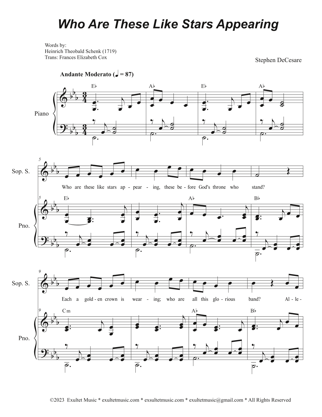 Who Are These Like Stars Appearing (Soprano and Tenor solo with Vocal Trio - (SAB)