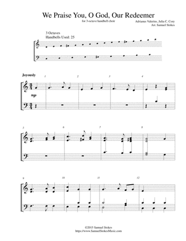 We Praise You, O God, Our Redeemer - for 3-octave handbell choir (arr. Samuel Stokes)