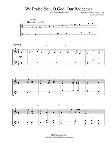 We Praise You, O God, Our Redeemer - for 3-octave handbell choir (arr. Samuel Stokes)