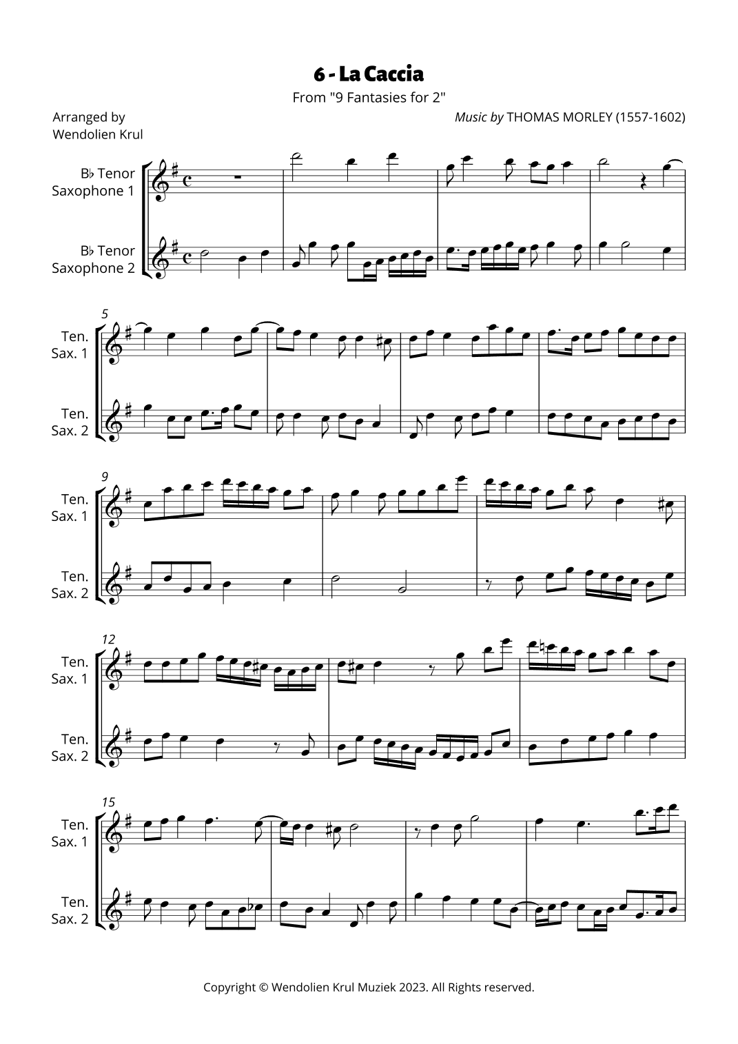 La Caccia (from "9 Fantasies for 2") (arr. Wendolien Krul)