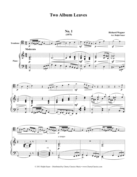 Two Album Leaves for Trombone & Piano (arr. Sauer, Ralph)