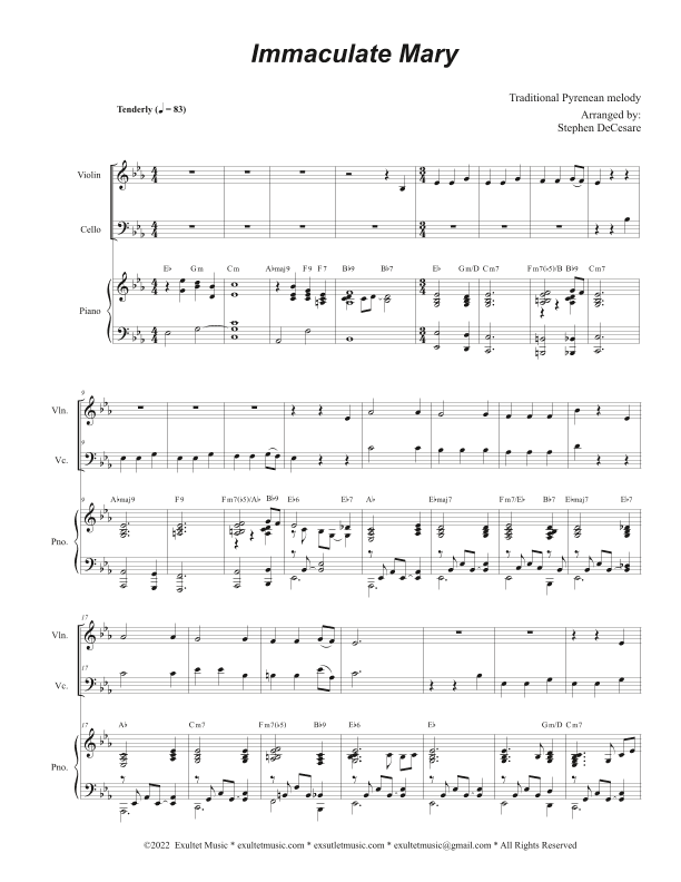 Immaculate Mary (Duet for Violin and Cello) (arr. Stephen DeCesare)
