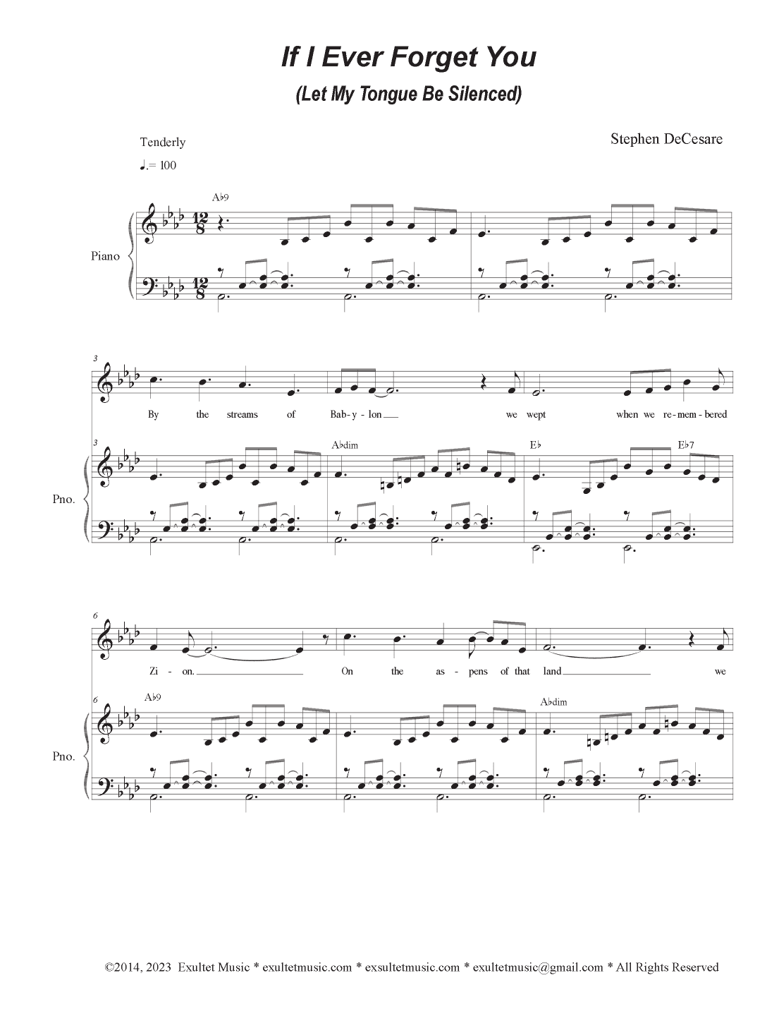 If I Ever Forget You (Let My Tongue Be Silenced) (Unison choir)