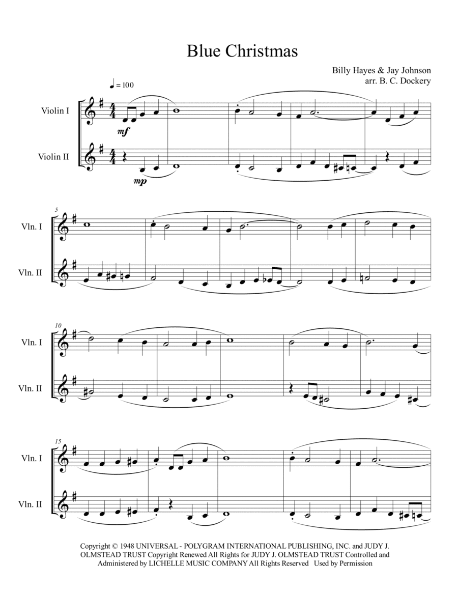 Blue Christmas (arr. B. C. Dockery)