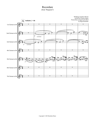 Recordare (from "Requiem") (F) (Clarinet Septet) (arr. Regis Bookshar)