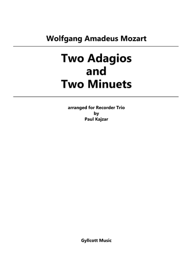 Two Adagios and Two Minuets (Recorder Trio) (arr. Paul Kajzar)