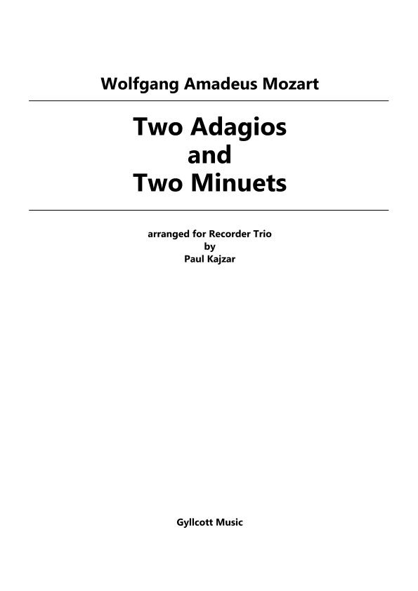 Two Adagios and Two Minuets (Recorder Trio) (arr. Paul Kajzar)
