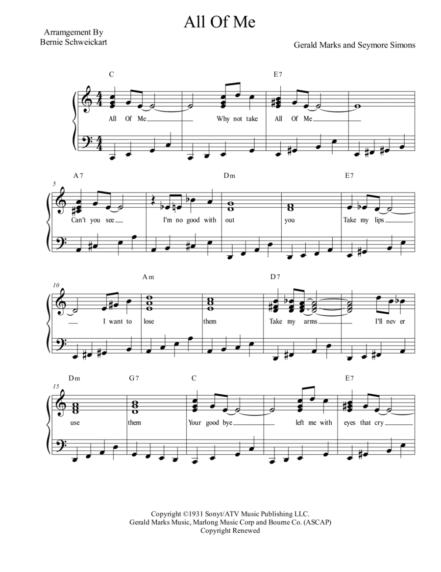 All Of Me (arr. Bernie Schweickart)