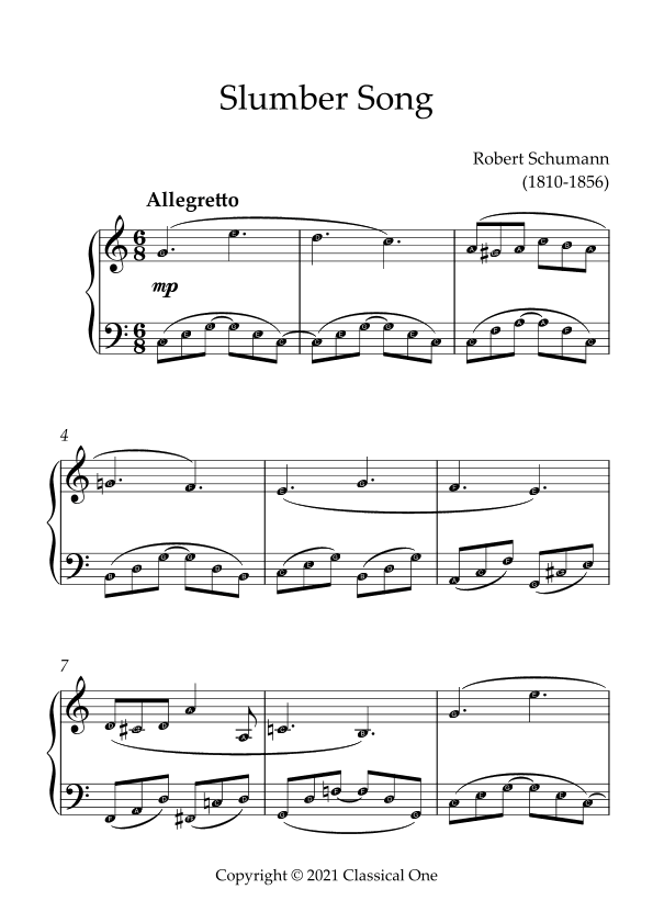 Schumann - Slumber Song(With Note name) (arr. MPS)