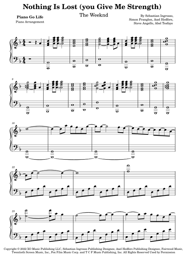 Nothing Is Lost (you Give Me Strength) (arr. Piano Go Life)