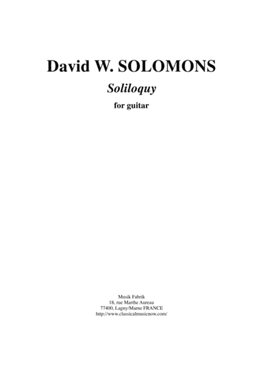 David Warin Solomons:  Soliloquy for solo guitar