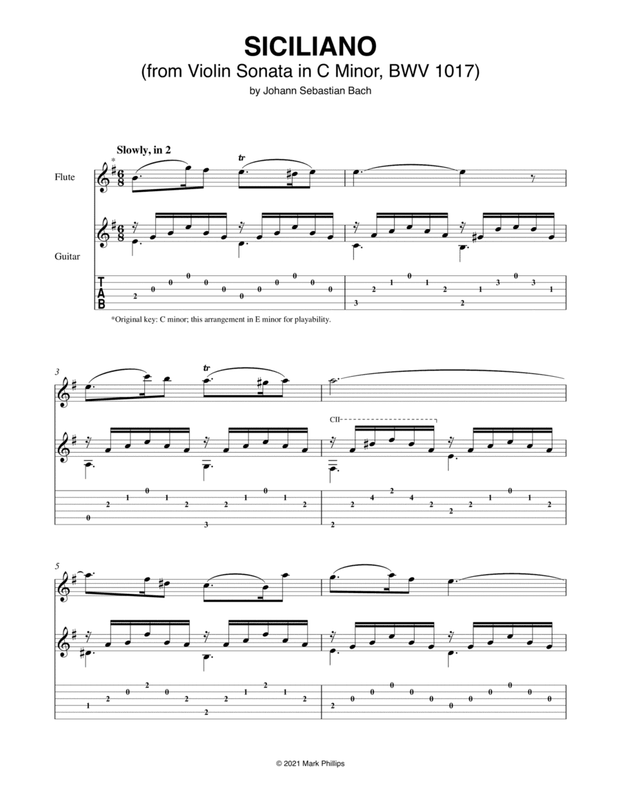 Siciliano (from Violin Sonata in C Minor, BWV 1017) (arr. Mark Phillips)