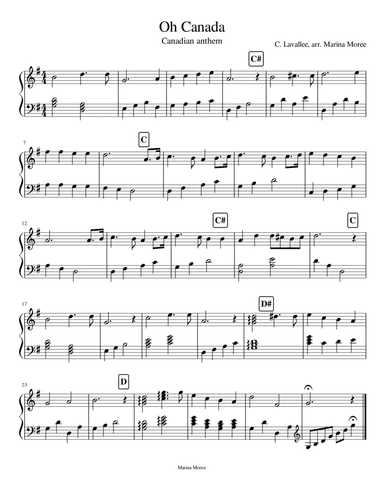 Oh Canada, intermediate lever harp arrangement (arr. Marina Moree)