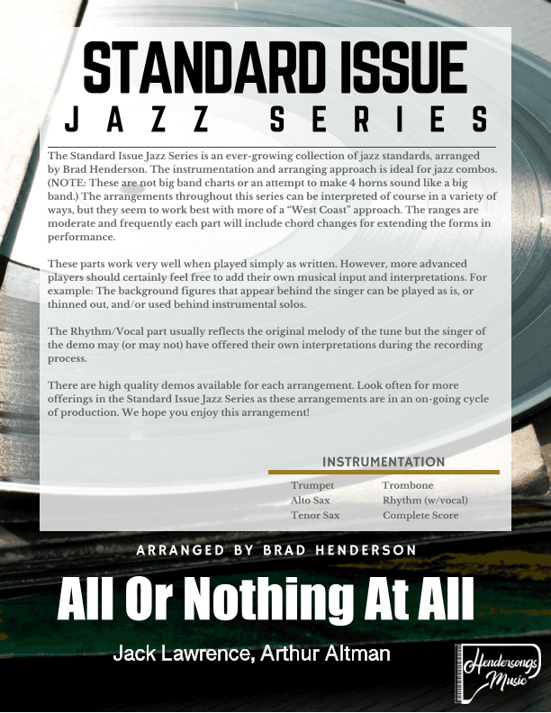 All Or Nothing At All (arr. Brad Henderson)