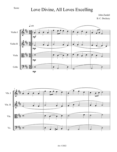 Love Divine, All Loves Excelling (String Quartet) (arr. B. C. Dockery)