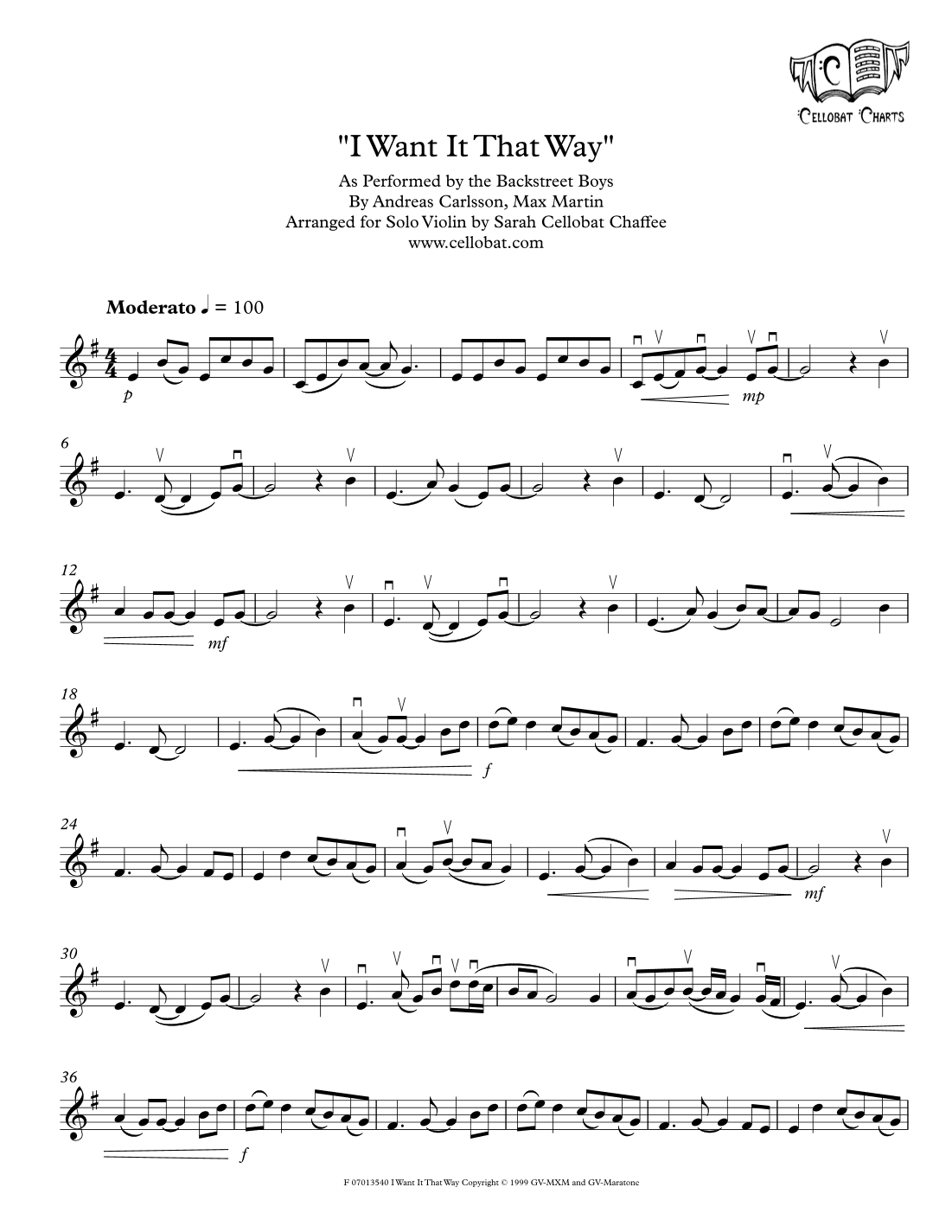 I Want It That Way (arr. Sarah Cellobat Chaffee)