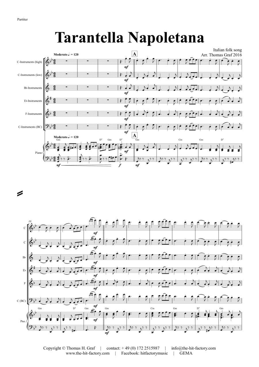 Tarantella Napoletana - Italian Folk Song - Gm - Piano and Instrument (arr. Thomas Graf)