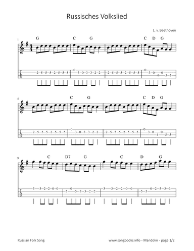 Russisches Volkslied - L. v. Beethoven (arr. songbooks.info)