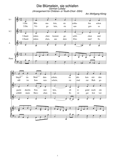 Die Blümelein, sie schlafen (arr. Wolfgang König)