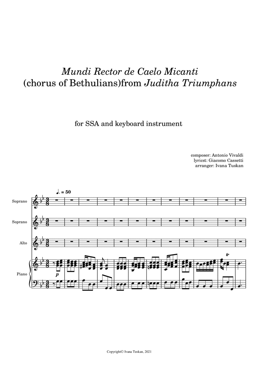 Antonio Vivaldi: Mundi rector for SSA and piano, G – minor (arr. Ivana Tuskan)
