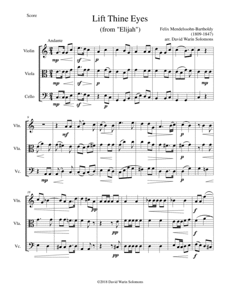Lift thine eyes (from Elijah) for string trio (arr. David Warin Solomons)