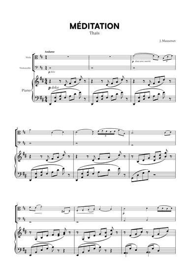 Jules Massenet - Thai¨s Meditation (for Viola, Cello and Piano) (arr. Cadenza Editions)