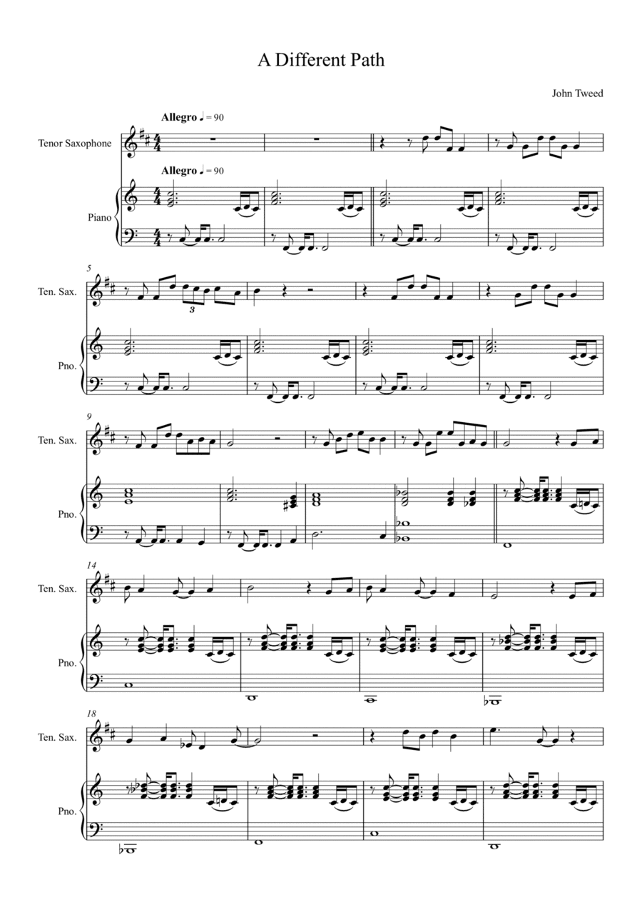 A Different Path - Tenor Sax and Piano