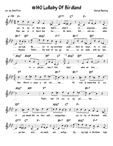 Lullaby Of Birdland (arr. John Fries)