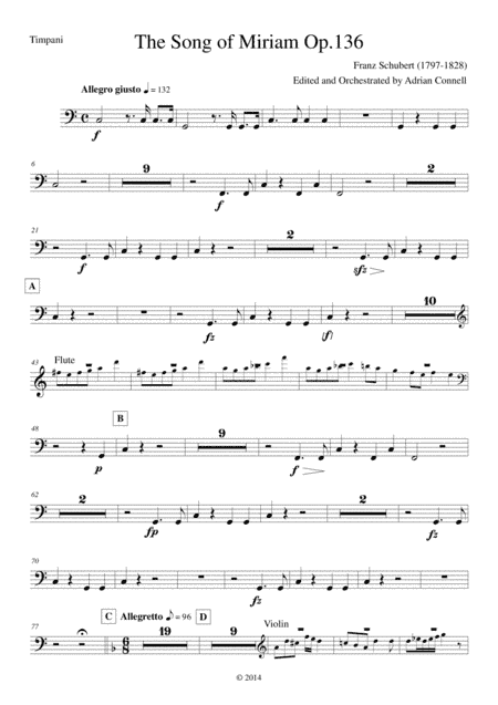 Schubert - The Song of Miriam Op.136 - Timpani (arr. Adrian Connell)