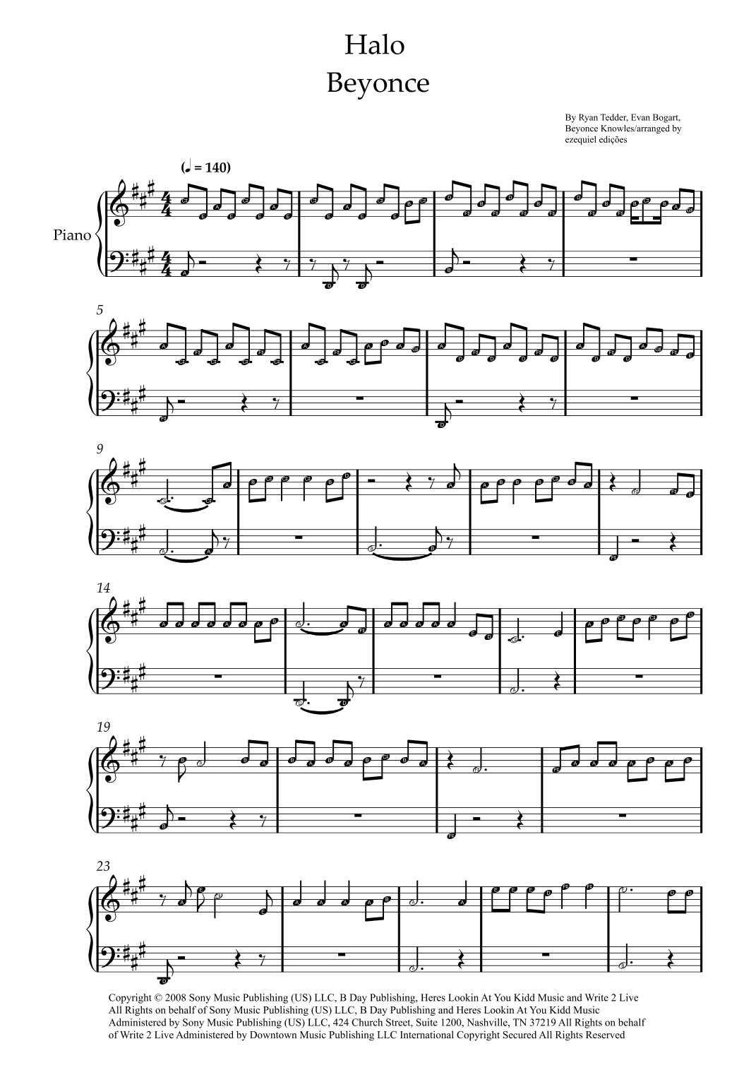 Halo (arr. BY EZEQUIEL EDIÇÕES)