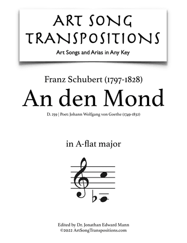 SCHUBERT: An den Mond, D. 259 (transposed to A-flat major) (arr. ArtSongTranspositions.com)