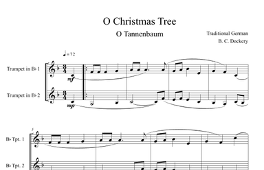 O Christmas Tree (O Tannenbaum) for Trumpet Duet (arr. B. C. Dockery)