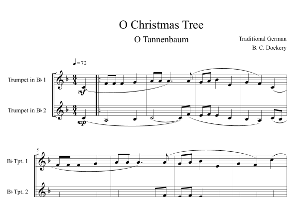 O Christmas Tree (O Tannenbaum) for Trumpet Duet (arr. B. C. Dockery)