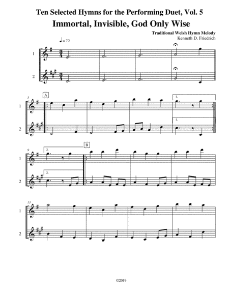 Ten Selected Hymns for the Performing Duet, Vol. 5 - flute and trumpet (arr. Kenneth D. Friedrich)