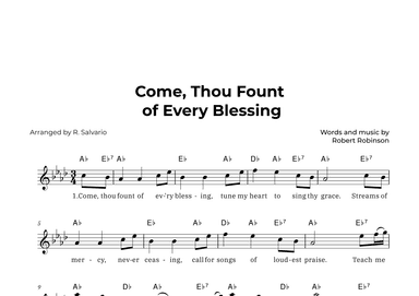 Come Thou Fount of Every Blessing (Key of A-Flat Major) (arr. R. Salvario)