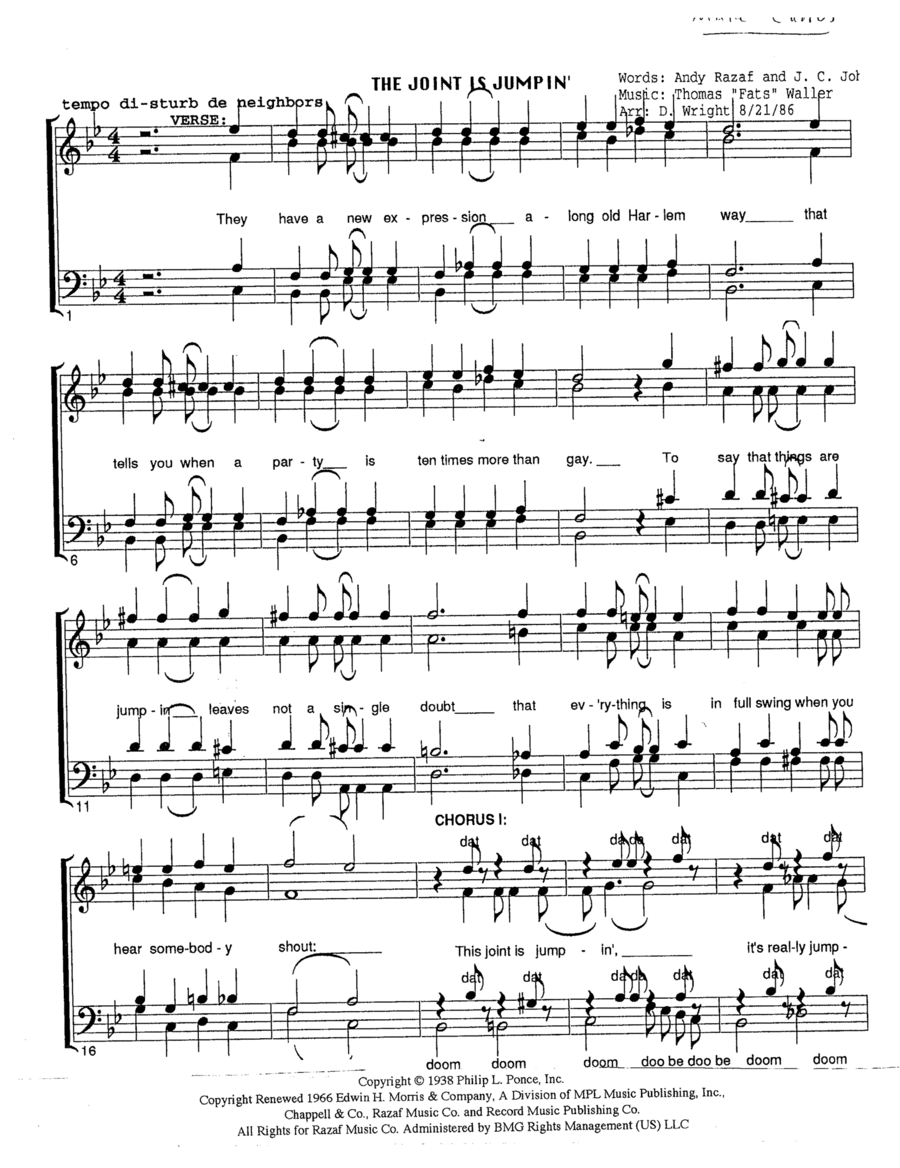 The Joint Is Jumpin' (arr. David Wright)