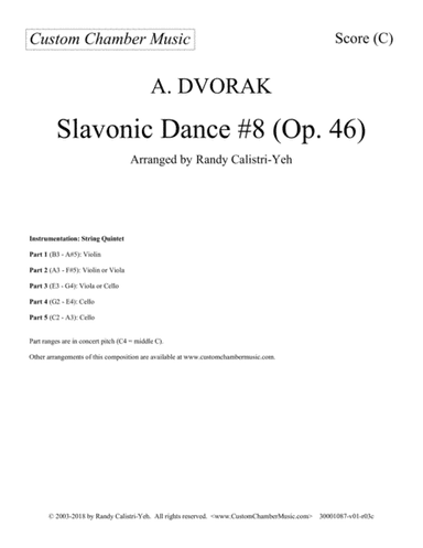 Dvorak Slavonic Dance #8 (string quintet) (arr. Randy Calistri-Yeh)