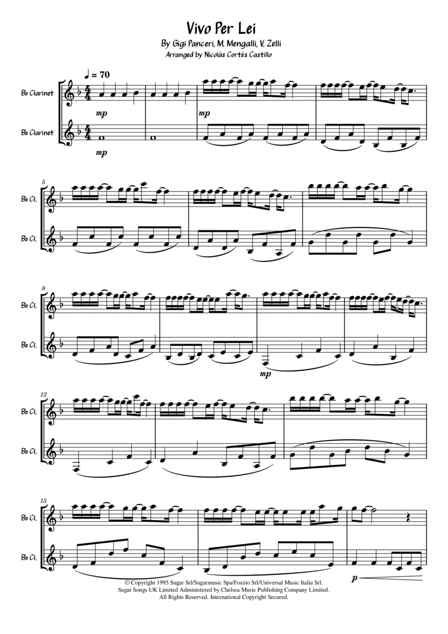 Vivo Per Lei (arr. Nicolás Cortés Castillo)