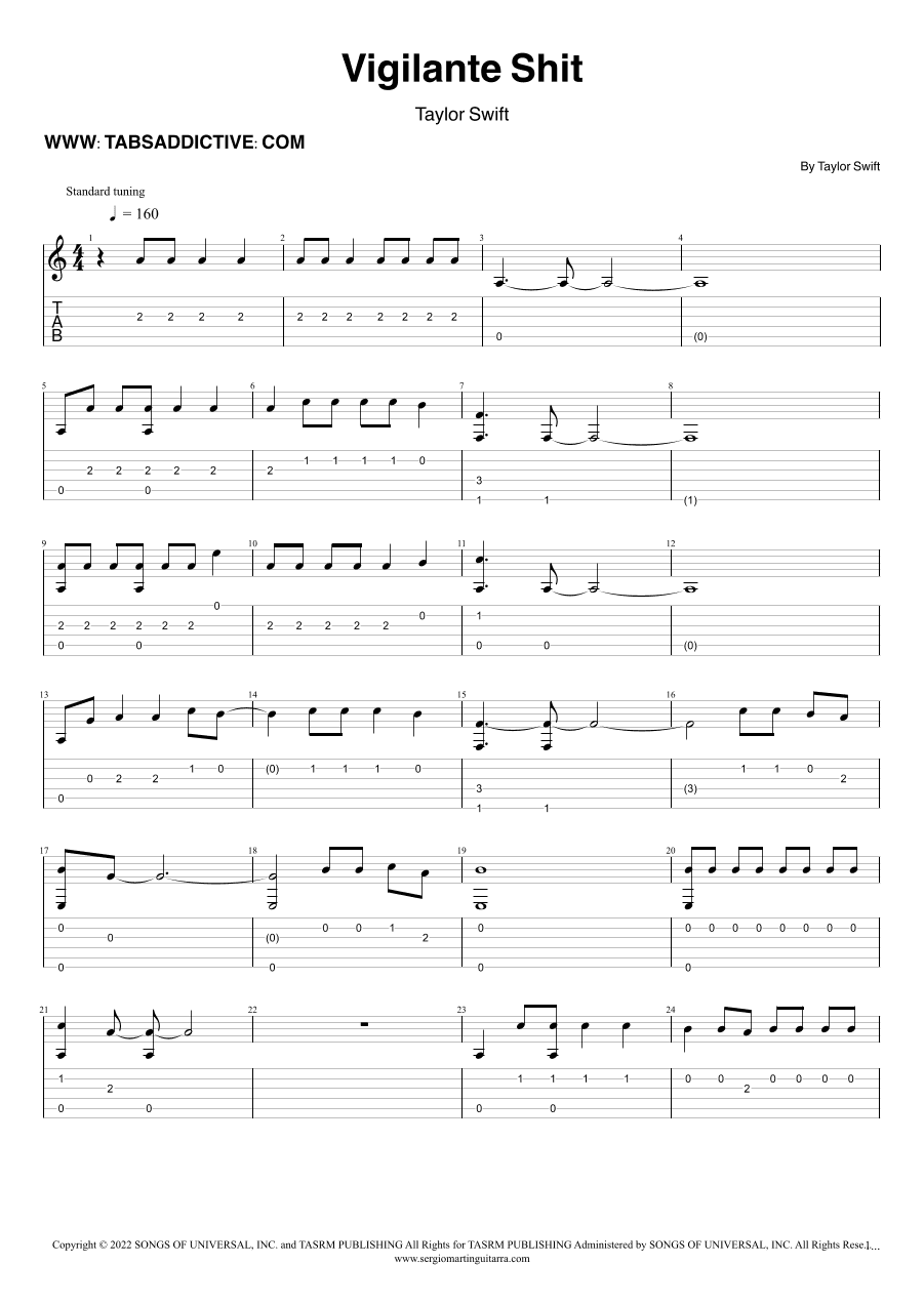 Vigilante Shit (arr. TABS ADDICTIVE - SERGIO MARTIN GUITARRA)