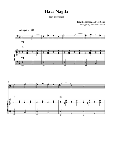 Hava Nagila (Let us Rejoice) (arr. Kaiserin Rebecca)