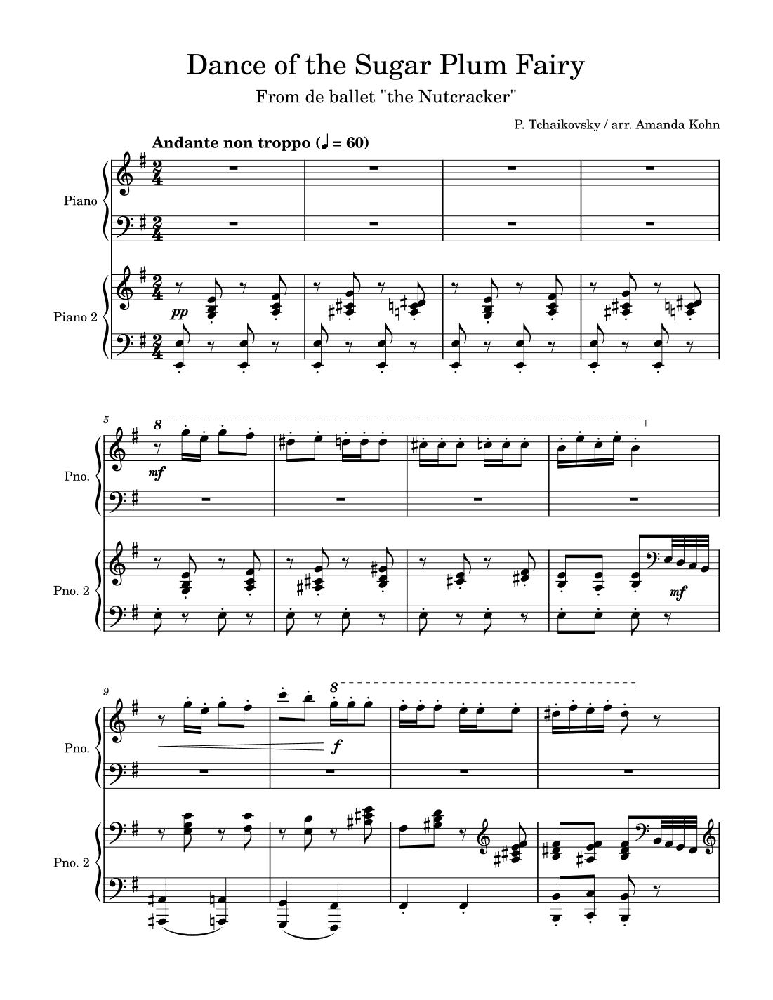 Dance of the Sugar Plum Fairy (Nutcracker) - 4 hands EASY (arr. Amanda Kohn)
