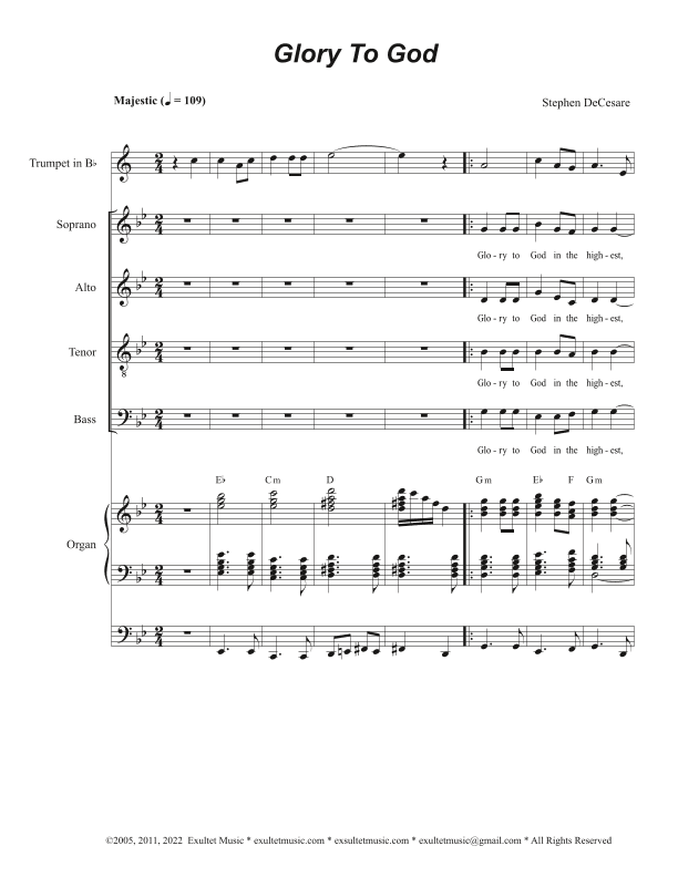 Glory To God (Divine Mercy) (2022 Revised) (Vocal Quartet - (SATB)