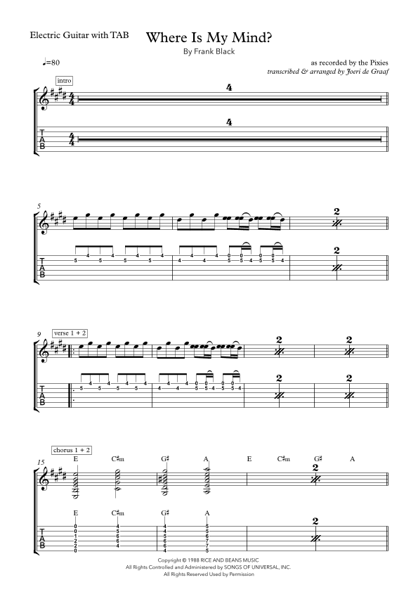 Where Is My Mind? (arr. Joeri de Graaf)