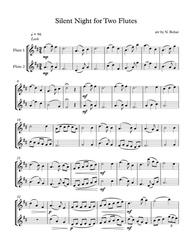 Silent Night for flute duo (arr. Nancy Shafer Rohar)