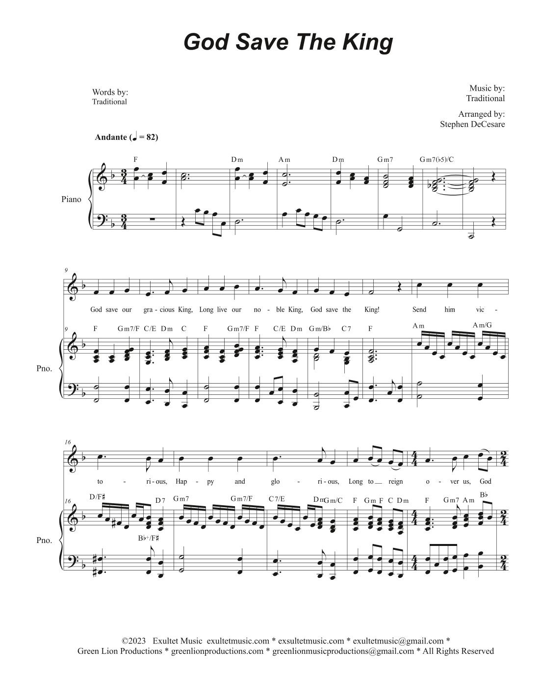 God Save The King (Vocal solo - (High Key) (arr. Stephen DeCesare)