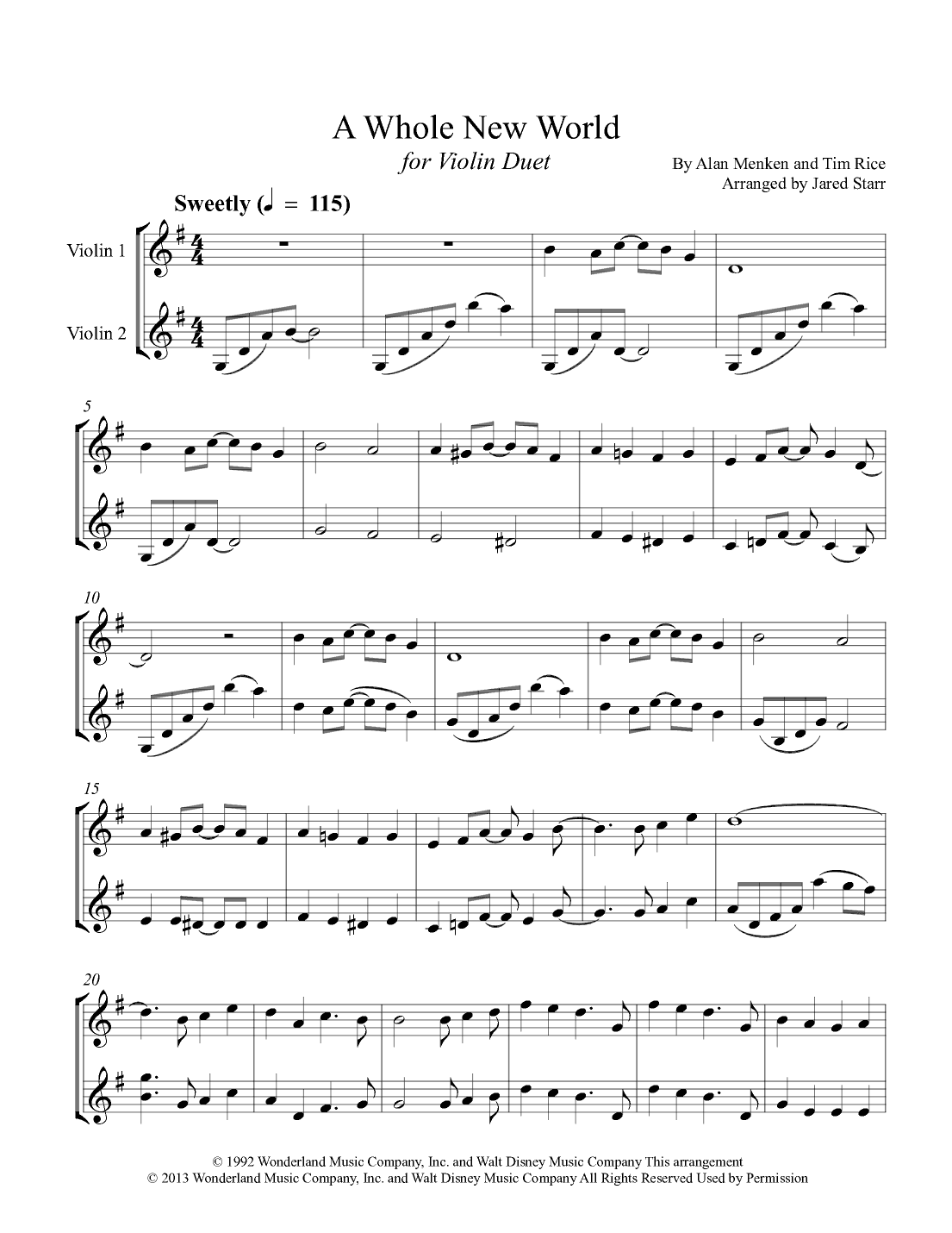A Whole New World (arr. Jared Starr)