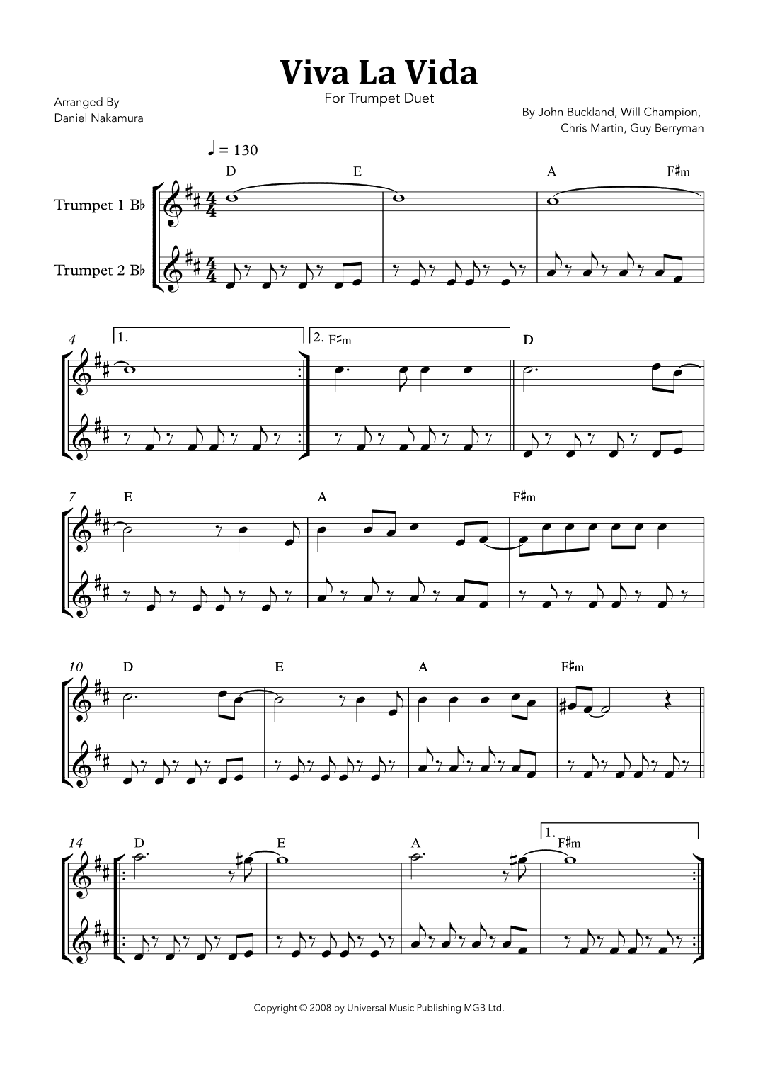Viva La Vida (arr. Daniel Nakamura)