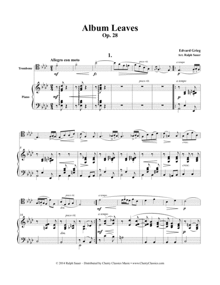 Album Leaves, Opus 28 for Trombone and Piano (arr. Ralph Sauer)